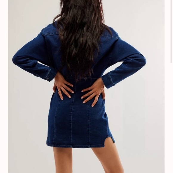 Free People Blue Long Sleeve Denim Dress - Picture 4 of 16